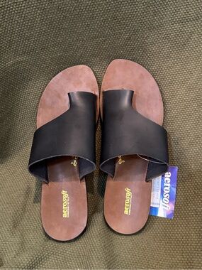 Aerosoft Black Brown Sandals US 9 NWT